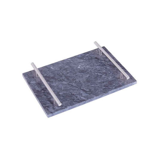 Marmore Black Marble Serving Board with Silver Handles