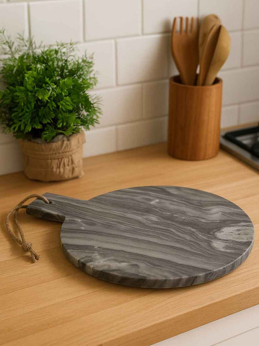 Marmore Grey Marble Round Paddle Serving Board