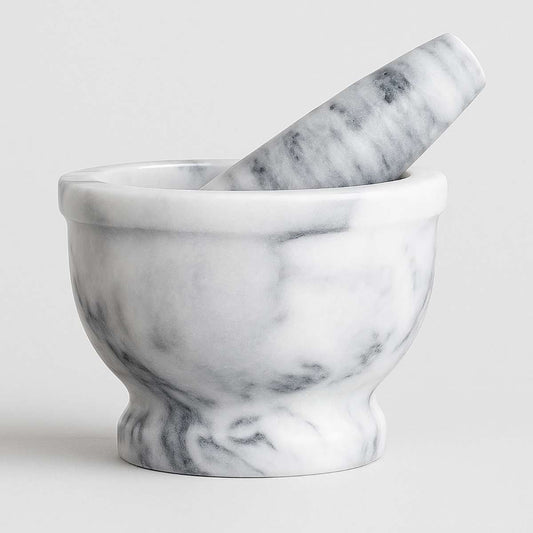Salerno Grey Marble Mortar And Pestle With Rim