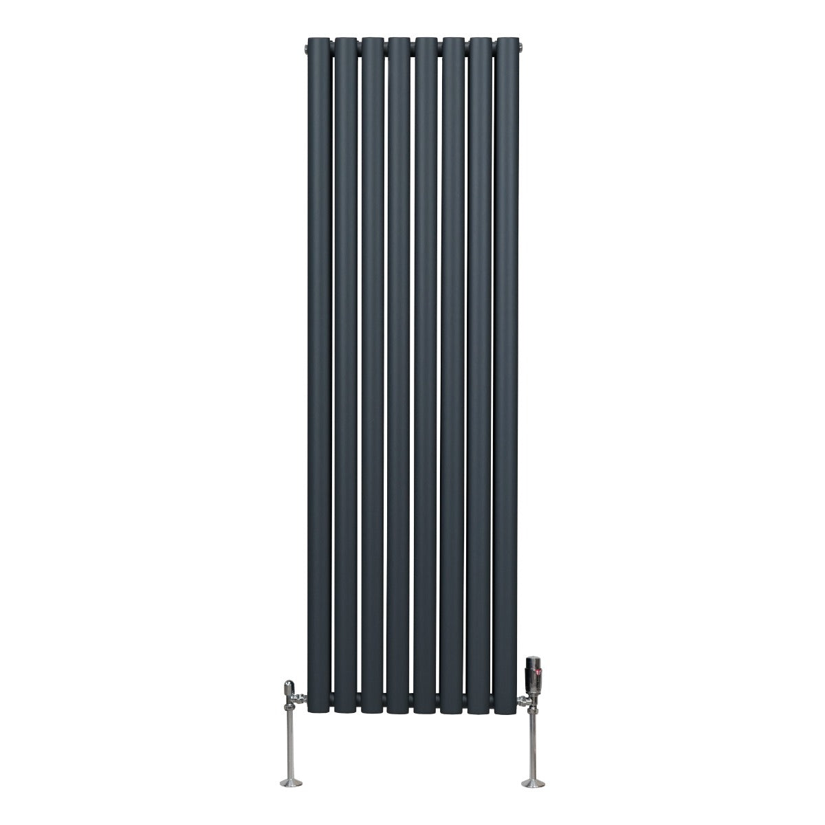 Oval Column Radiator & Valves - 1600mm x 480mm Anthracite Grey