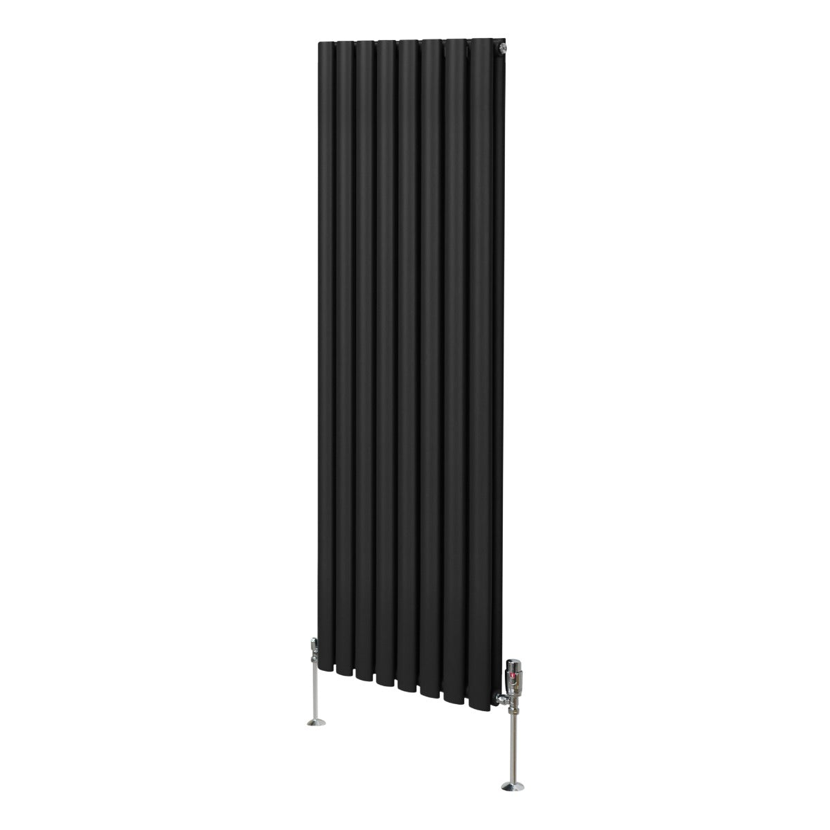 Oval Column Radiator & Valves - 1600mm x 480mm Black