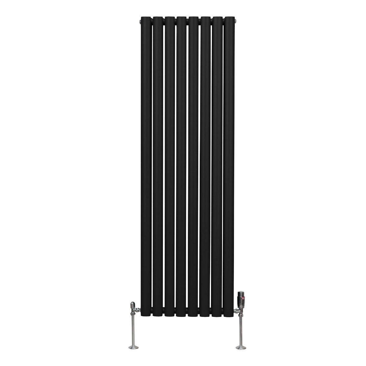 Oval Column Radiator & Valves - 1600mm x 480mm Black