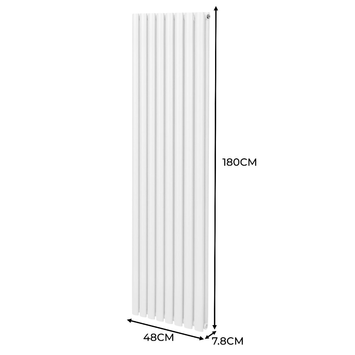 Oval Column Radiator & Valves - 1800mm x 480mm White