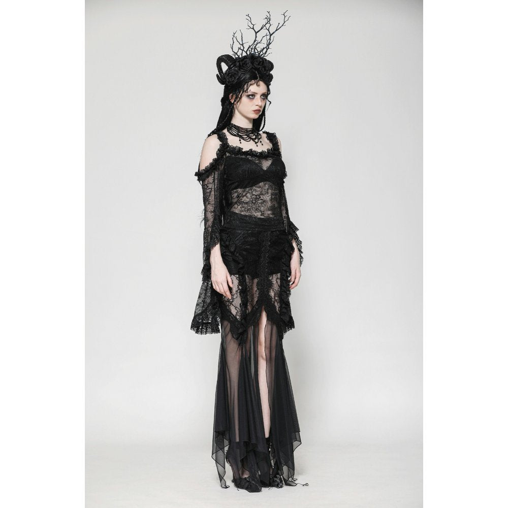 Dark in Love Delaney Gothic Romantic Lace Flare Sleeve Top