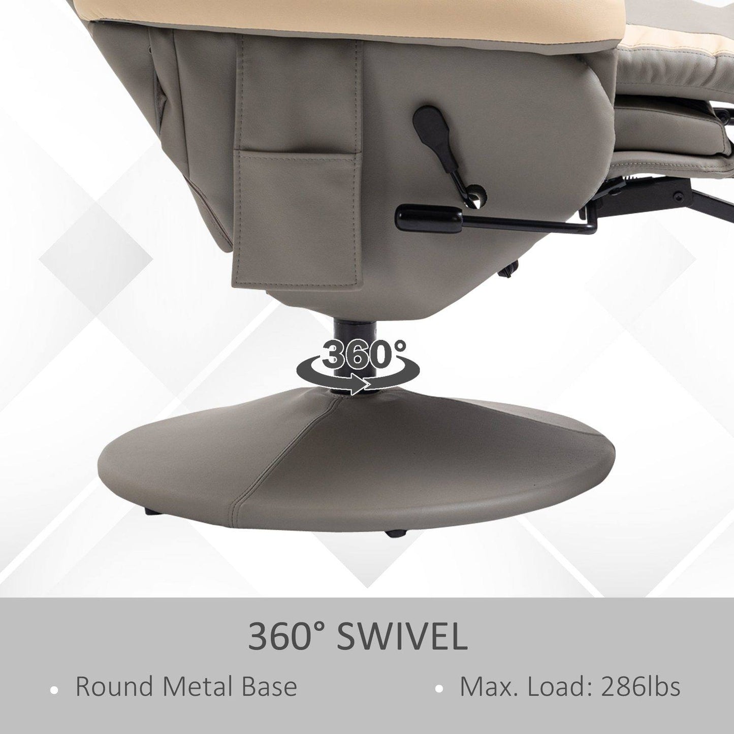 Manual Recliner Armchair PU Leather Lounge Chair w/ Adjustable Leg Rest