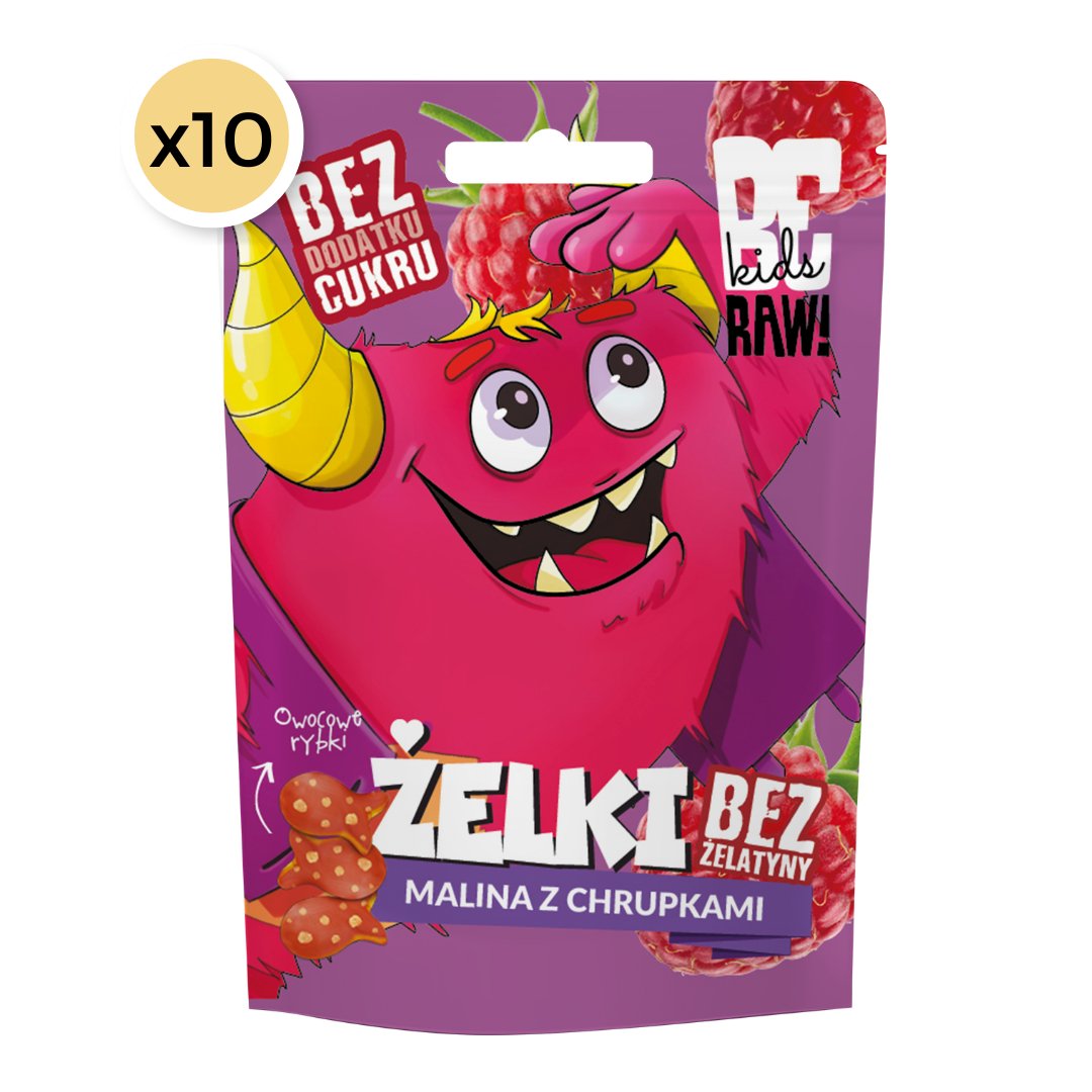 10x Kids Jelly Beans - Raspberry with Crisps 35g