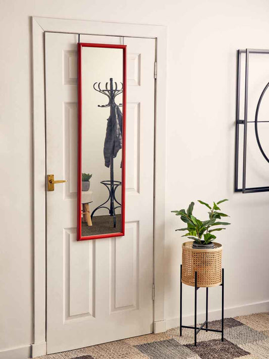 Mize Red Plastic Frame Over Door Mirror