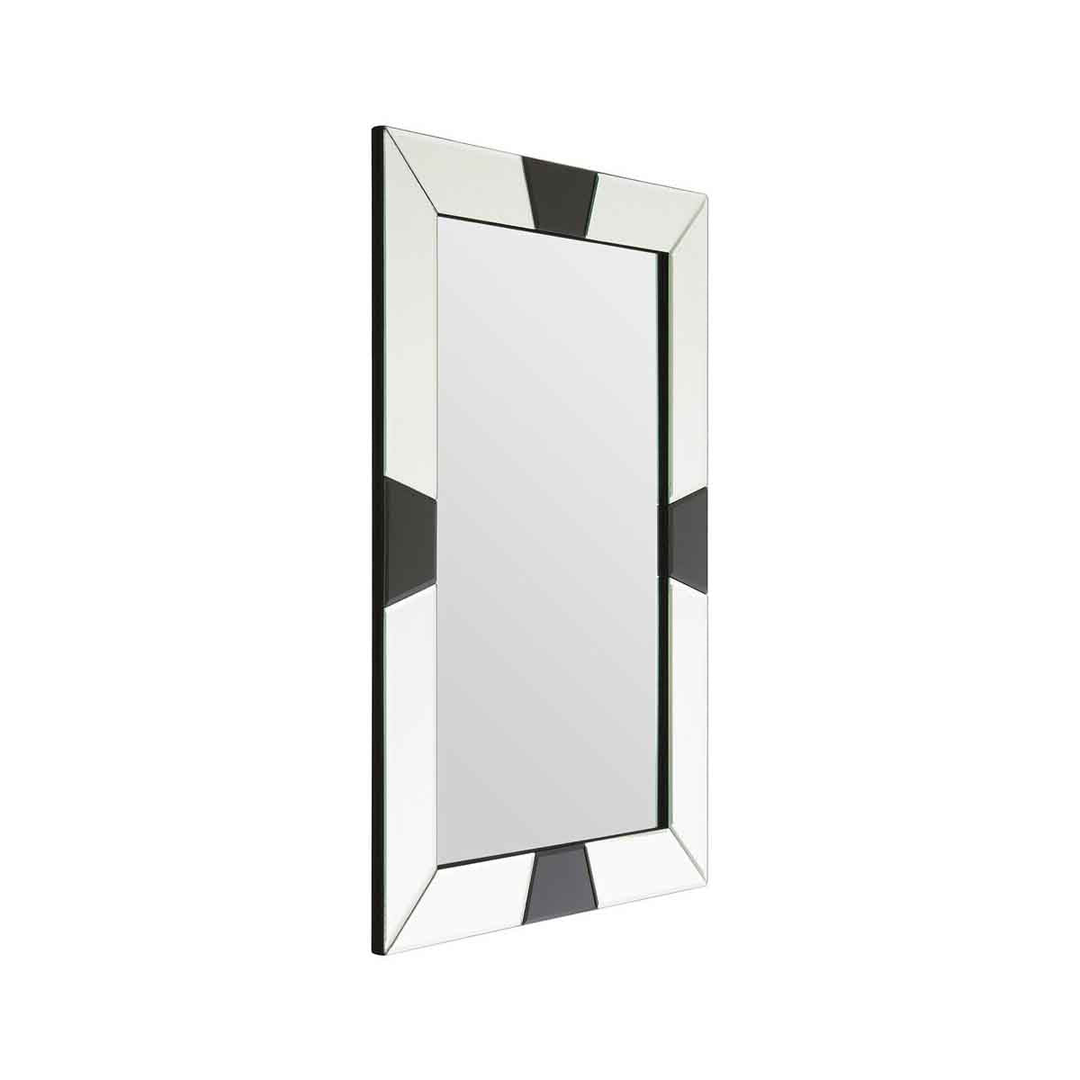 Milania Black and White Bevelled Border Wall Mirror