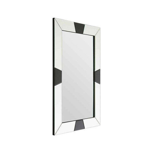 Milania Black and White Bevelled Border Wall Mirror