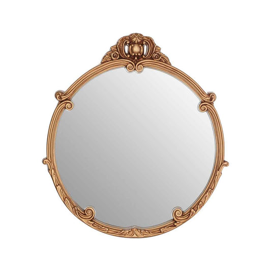 Tina Gold Finish Round Acanthus Leaf Wall Mirror