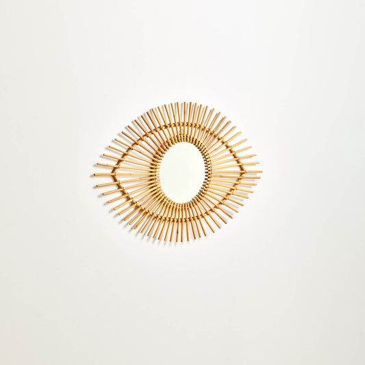 Mataram Natural Rattan Eye Shape Wall Mirror