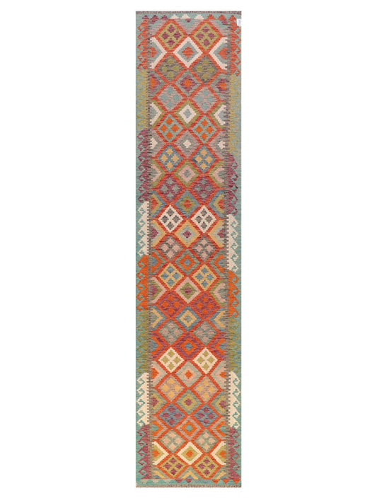 Maimana Afghanistan Kilim Runner - 388 x 83 cm