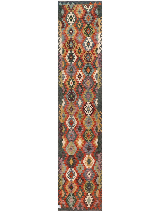 Maimana Afghanistan Kilim Runner - 386 x 82 cm