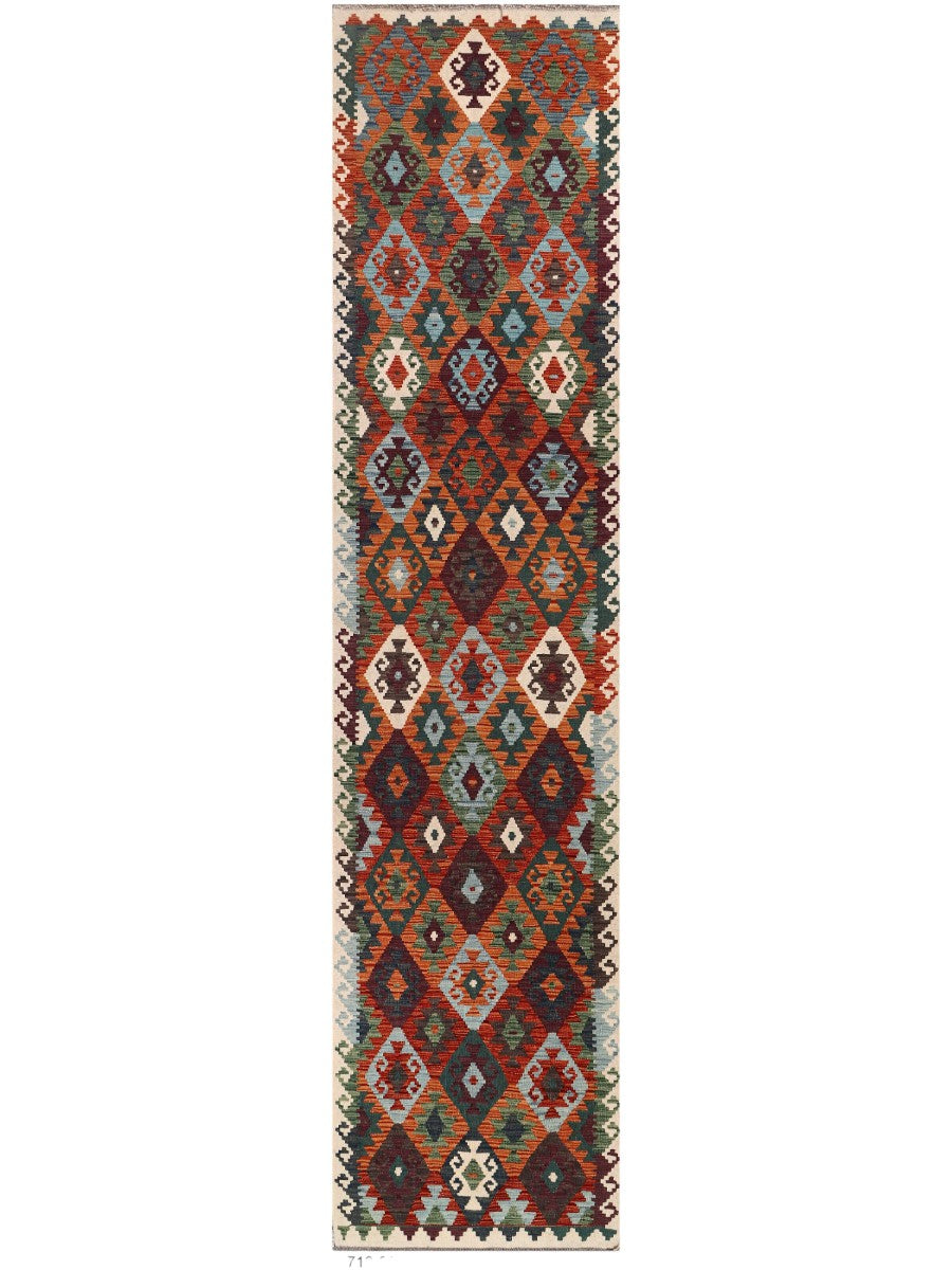 Maimana Afghanistan Kilim Runner - 393 x 91 cm
