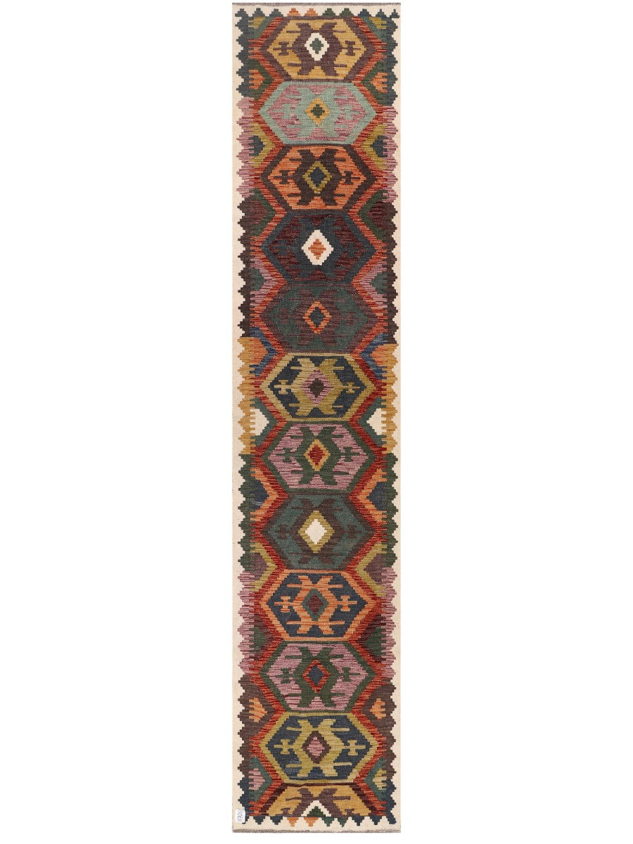 Maimana Afghanistan Kilim Runner - 383 x 78 cm