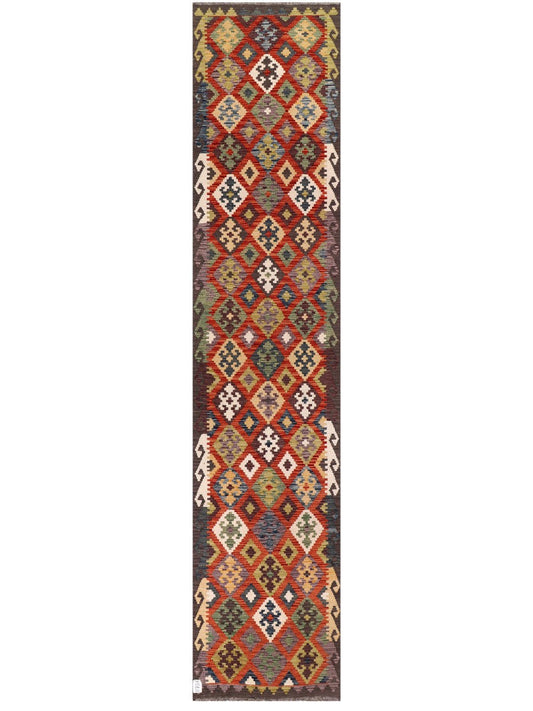 Maimana Afghanistan Kilim Runner - 387 x 83 cm