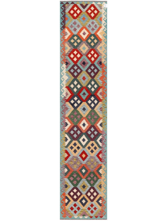 Maimana Afghanistan Kilim Runner - 384 x 83 cm