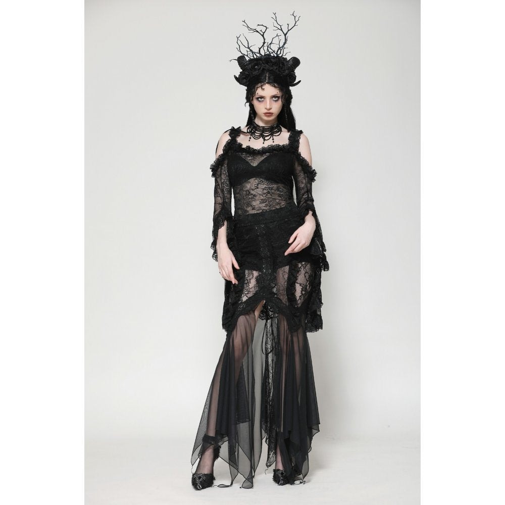 Dark in Love Delaney Gothic Romantic Lace Flare Sleeve Top