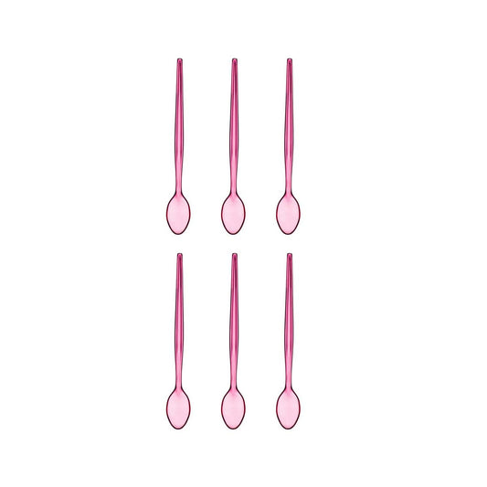 Summer Set Of Six Pink Plastic Sundae Spoons