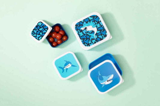 Mimo Set Of 4 Blue Shark Lunch Boxes