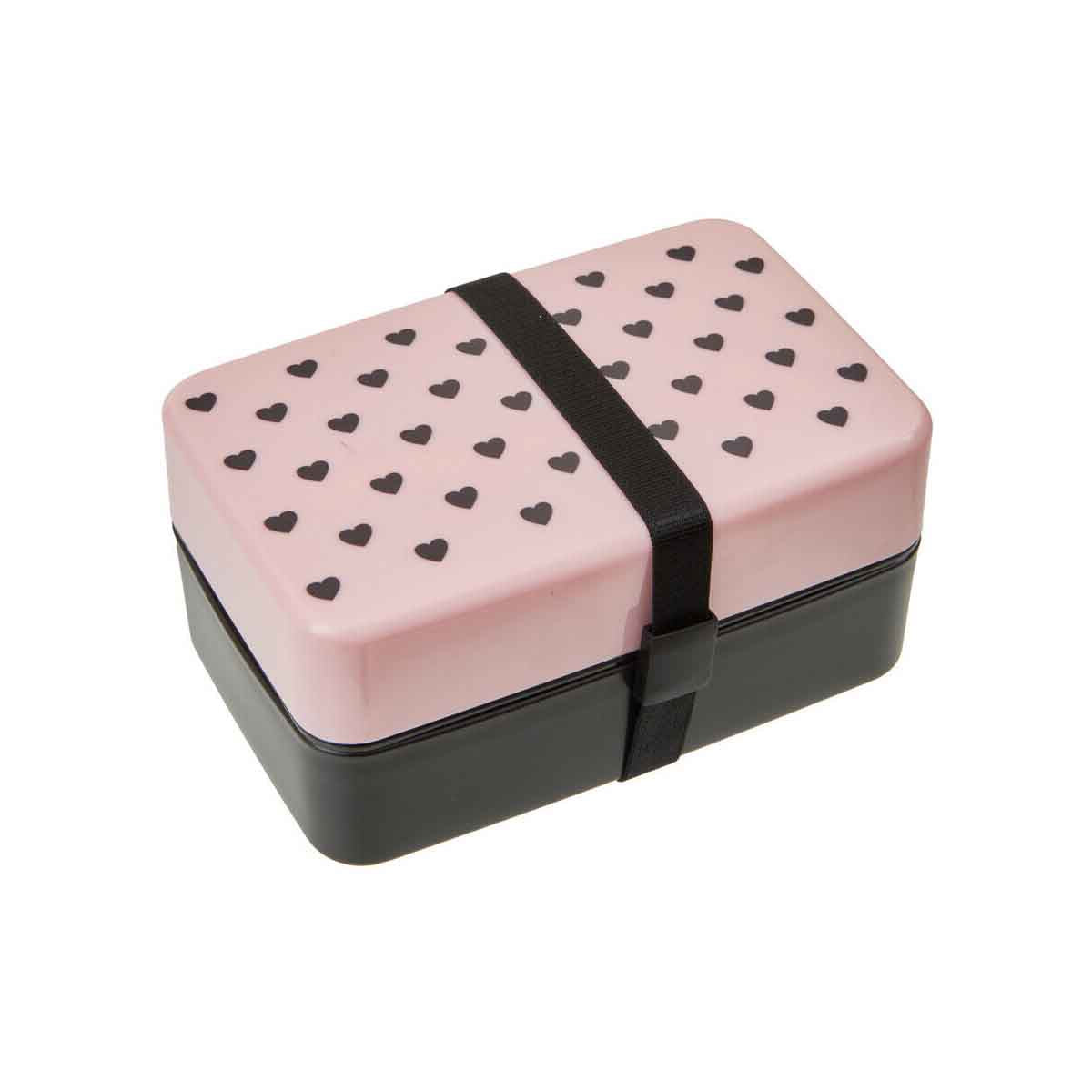 Grub Tub Light Pink Hearts Lunch Box With Cutlery