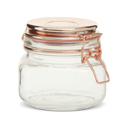 500Ml Sqr Glass Jar Clip Top Rose Gold Lid
