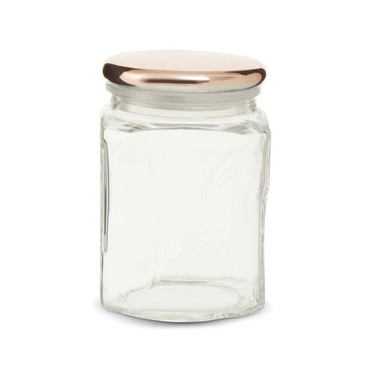 750Ml Sqr Glass Jar Rose Gold Lid
