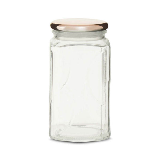 1040Ml Sqr Glass Jar Rose Gold Lid