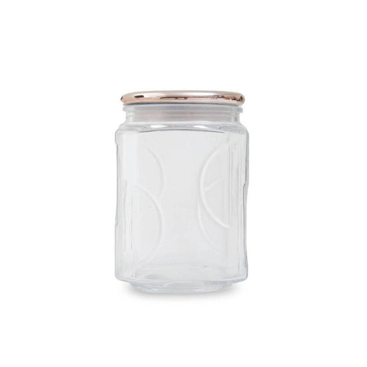 1850Ml Sqr Glass Jar Rose Gold Lid