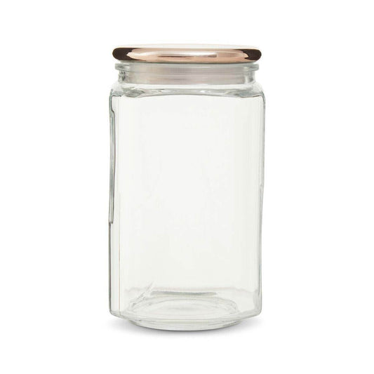 2300Ml Sqr Glass Jar Rose Gold Lid