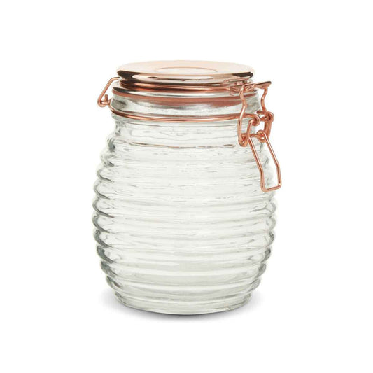 950Ml Rnd Glass Jar Clip Top Rose Gold Lid