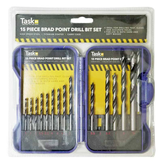 15-Piecee Wood Working Drill Bit Set Blu Cas
