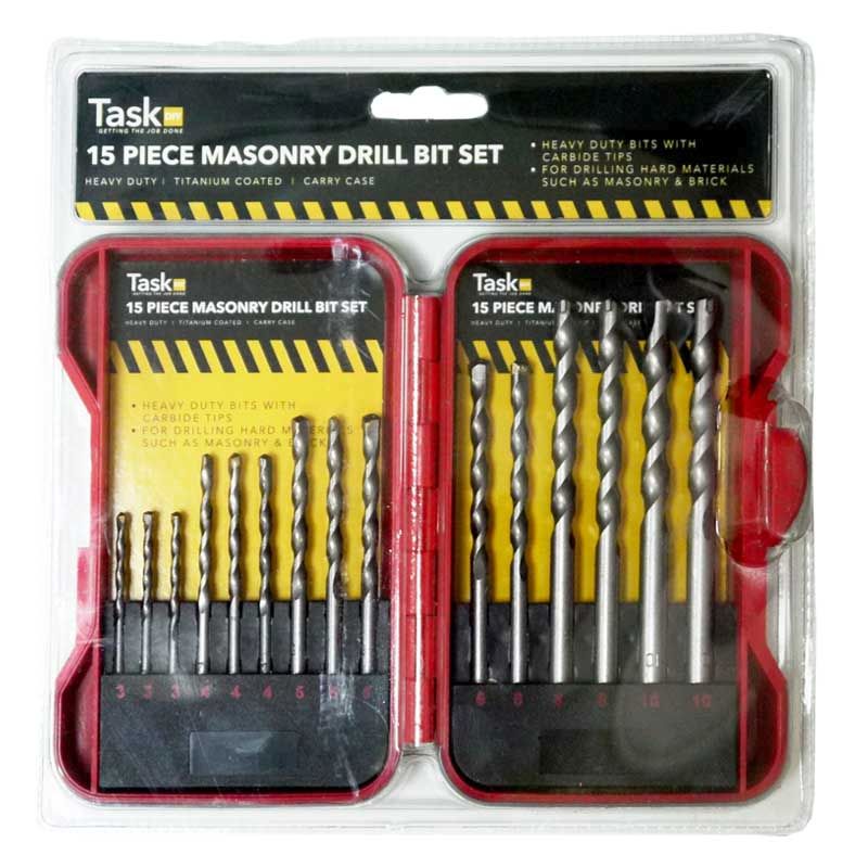 15-Piecee Masonary Drill Bit Set Red Case