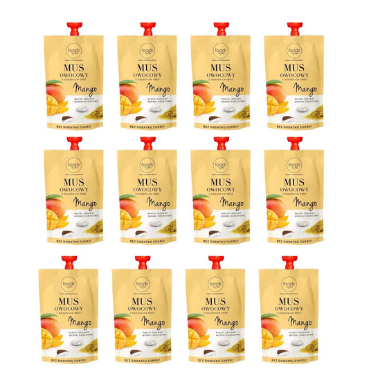 12x Fruit puree with cereals Mango & Millet flakes & Coconut flakes 100g