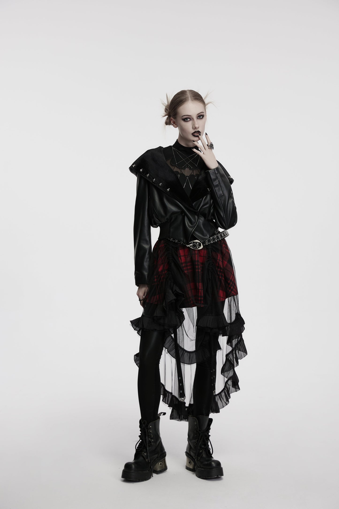 Punk Rave Nyx Hooded Faux Leather Jacket