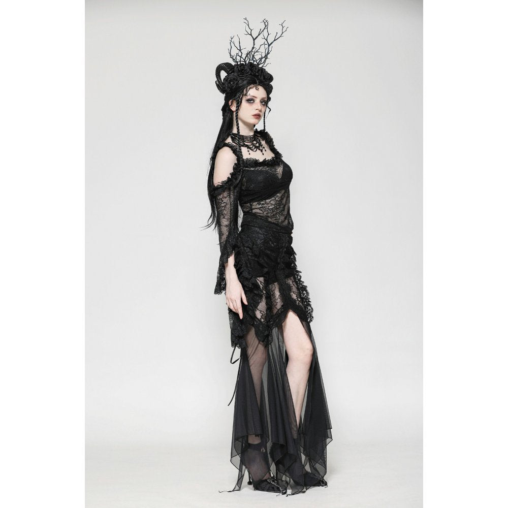 Dark in Love Delaney Gothic Romantic Lace Flare Sleeve Top