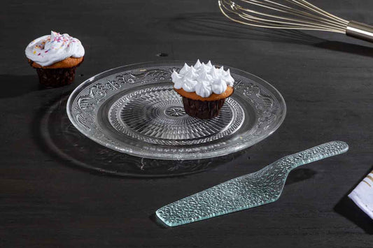 Molly Clear Glass Cake Plate And Slice