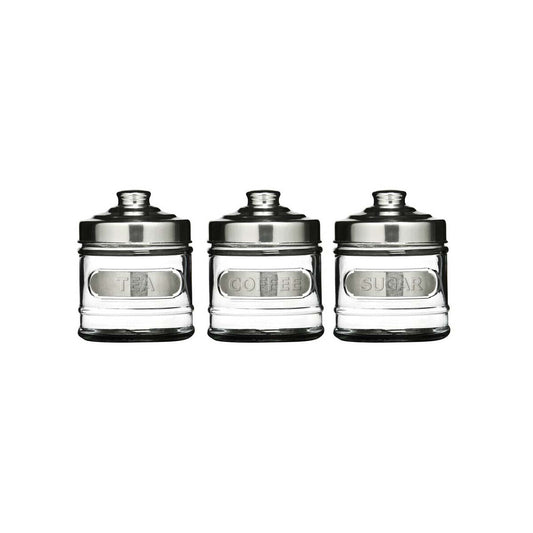 Aluminium Lid Jar Set of Three Round Glass