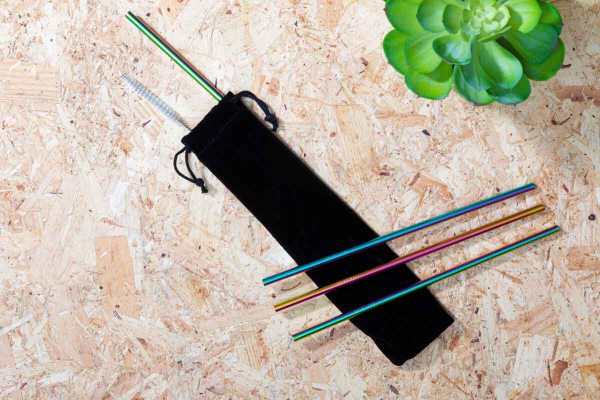 Mimo Set Of 4 Oil Slick Drinking Straws