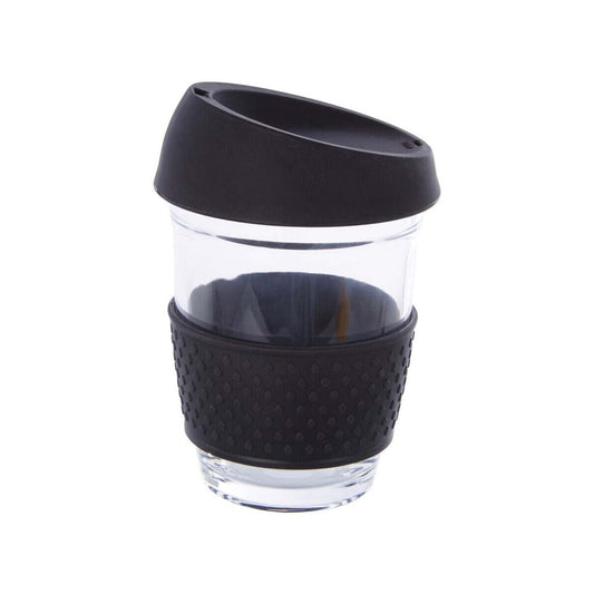 Mimo Glass Mug With Black Silicone Band Lid