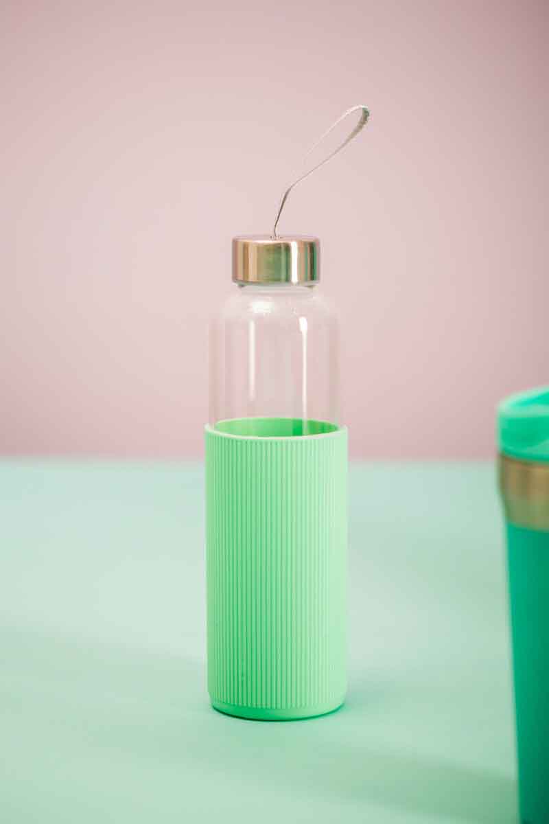 Mimo Glass Bottle With Mint Silicone Sleeve