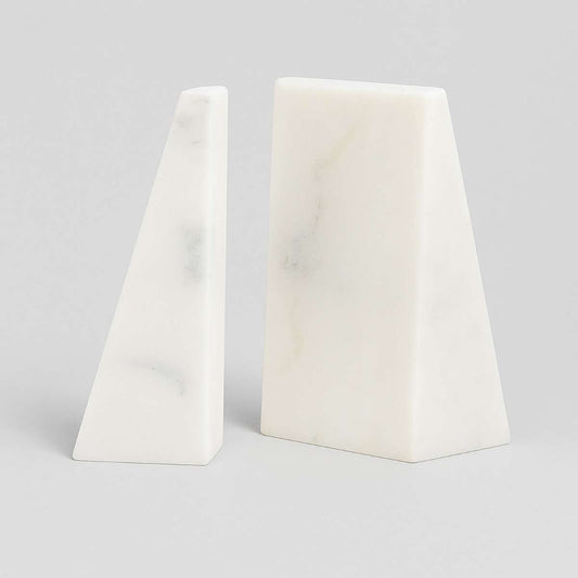 Marris Set Of 2 White Marble Bookends