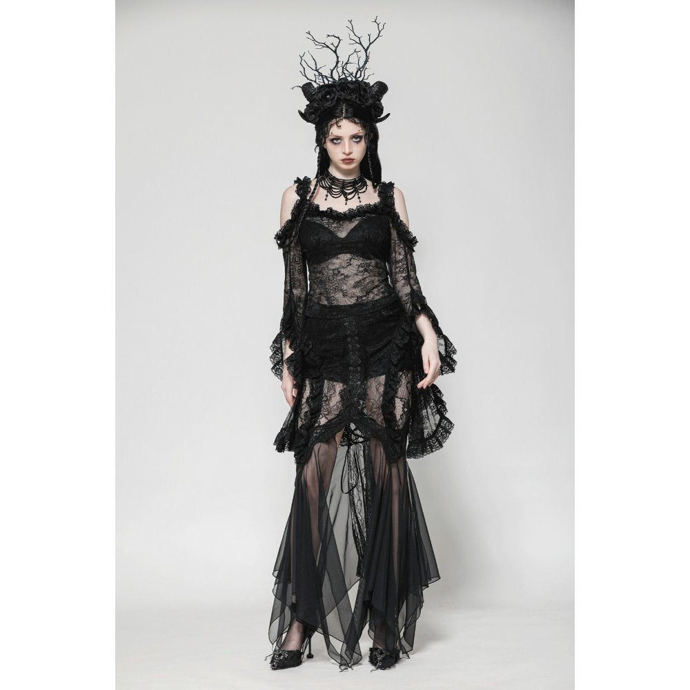 Dark in Love Delaney Gothic Romantic Lace Flare Sleeve Top