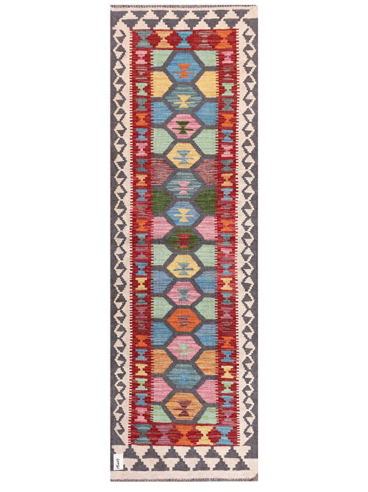 Maimana Afghanistan Kilim Rug - 204 x65 cm