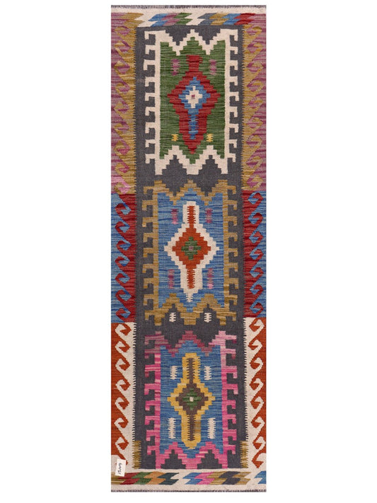 Maimana Afghanistan Kilim Rug - 205 x67 cm