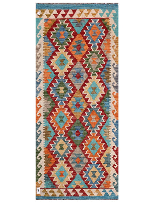 Maimana Afghanistan Kilim Rug - 204 x88 cm