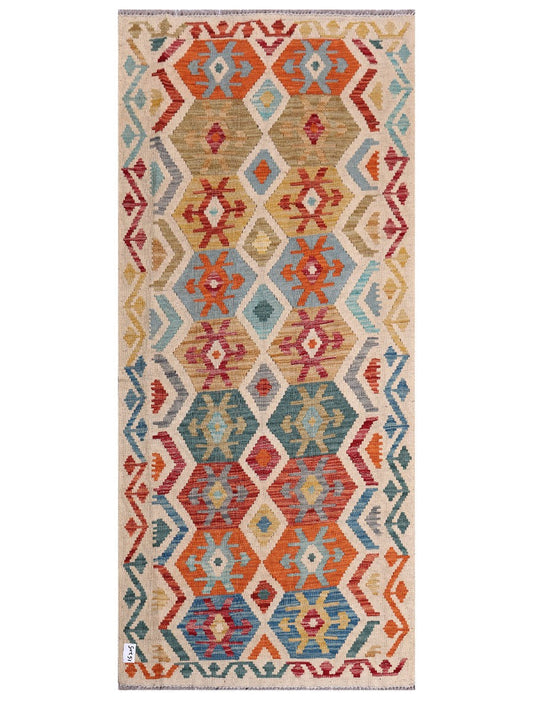 Maimana Afghanistan Kilim Rug - 208 x93 cm