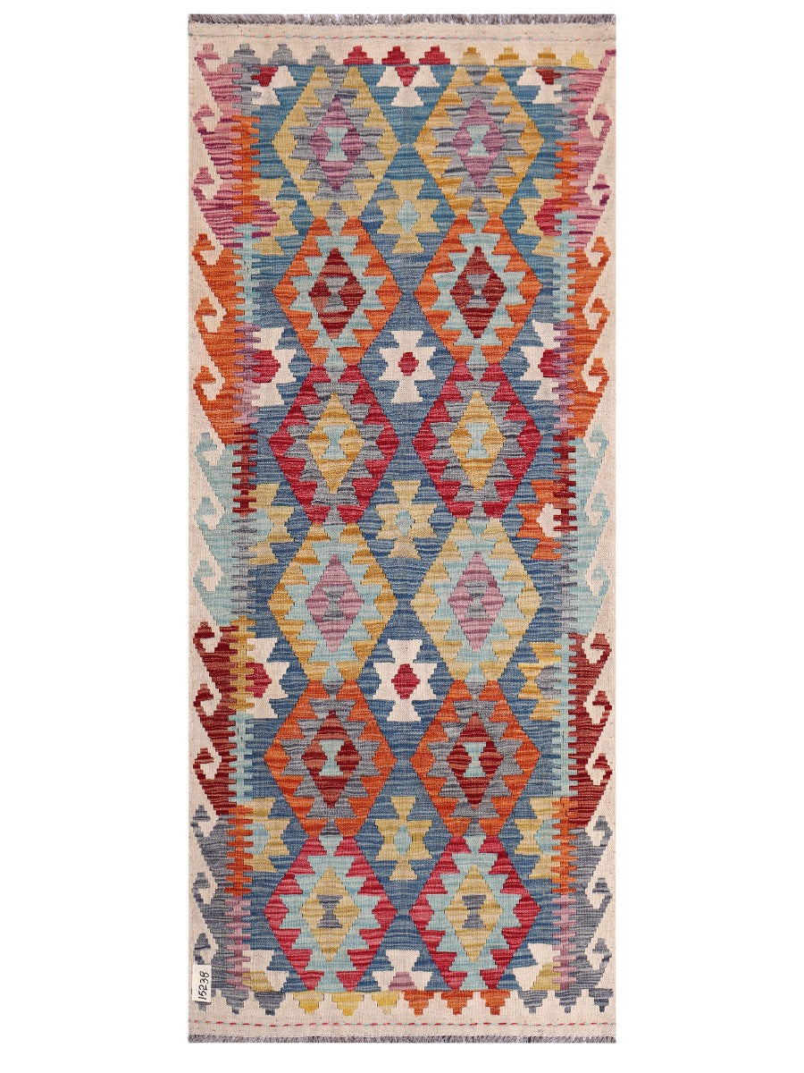 Maimana Afghanistan Kilim Rug - 204 x87 cm