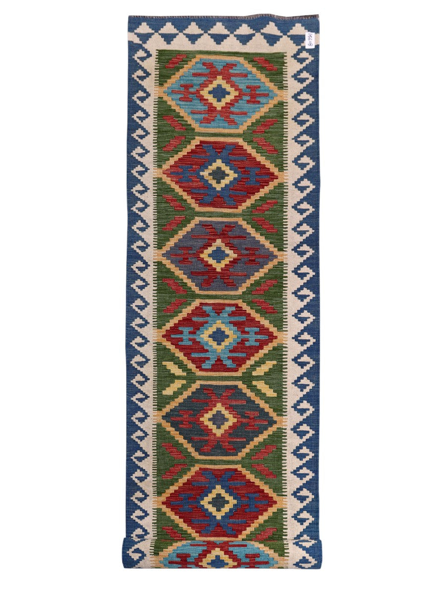 Maimana Afghanistan Kilim Runner - 394 x 83 cm