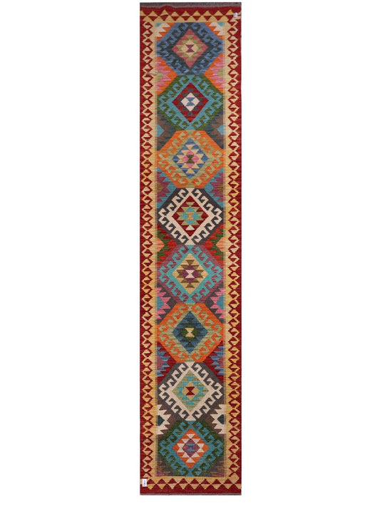 Maimana Afghanistan Kilim Runner - 401 x 84 cm